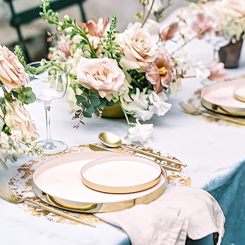 Miniatura 7 de 100 manteles individuales redondos dorados de 13 pulgadas de malla metálica dorada para cargador, manteles individuales desechables para mesa de