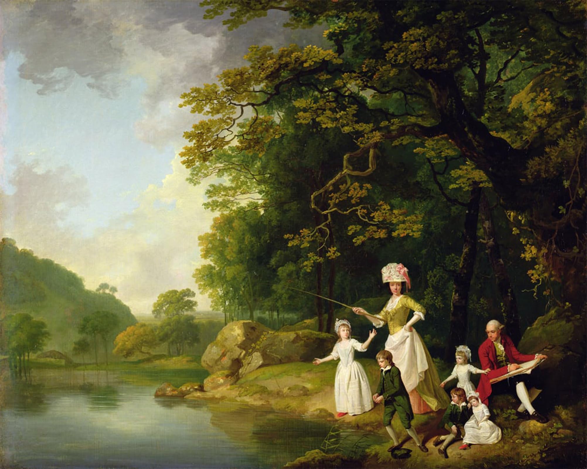ARTXLXXBN Famous Print Painting Colorful Art Print George and Mary Browne with Their Five Elder Children by Wheatley Canvas Art Decorations for Home Decor 60x90cm