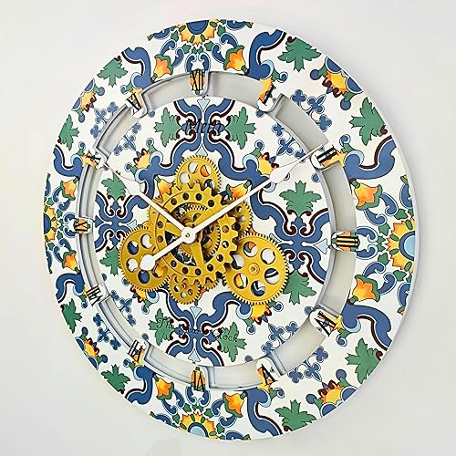 Miniatura 3 de The Gears - Reloj de pared con engranajes móviles (Meta, redondo de 24 pulgadas)