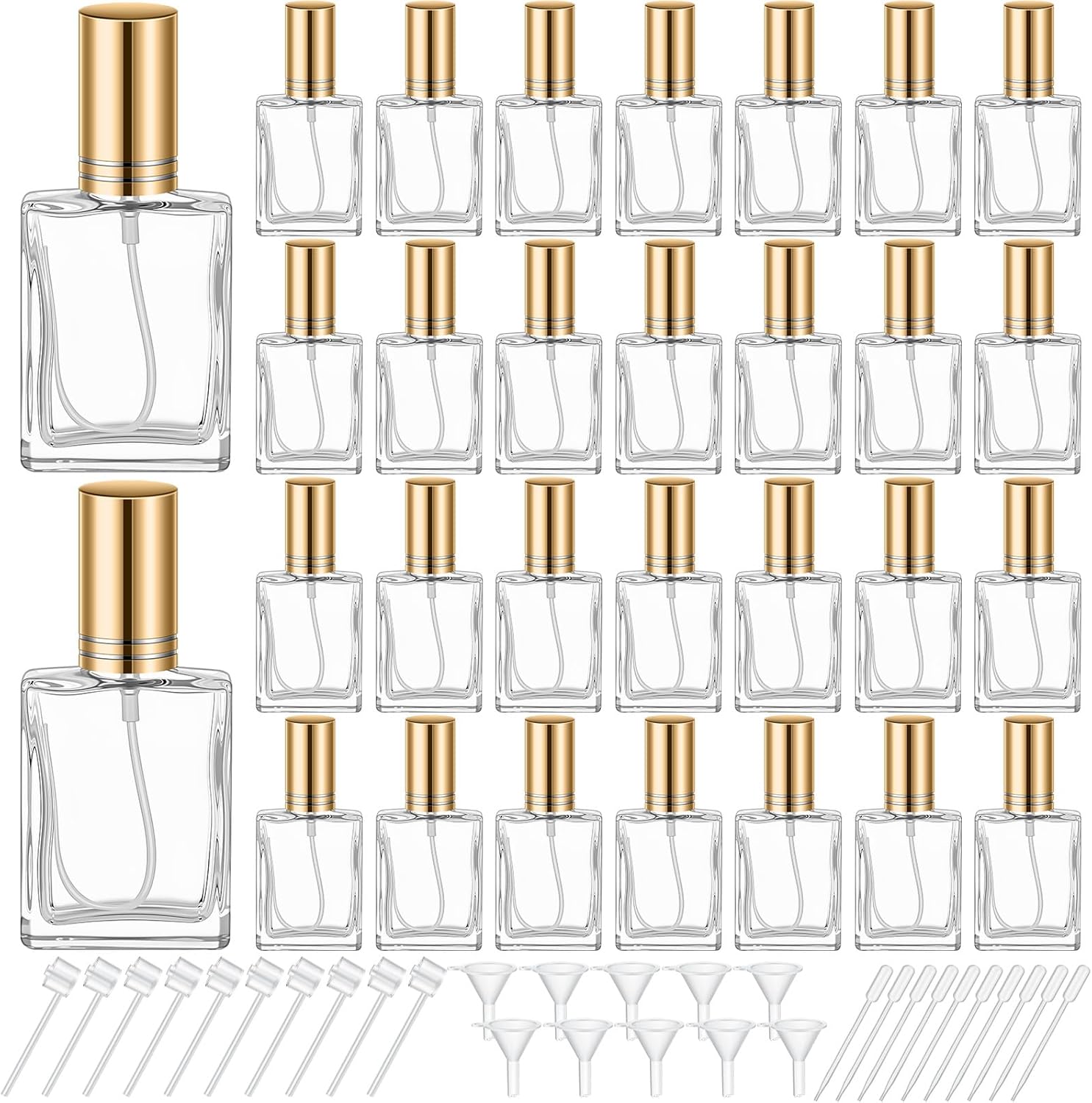 Domensi 30 Pcs 15 ml Glass Perfume Bottles Mini Glass Empty Spray Atomizer Bottles Bulk Refillable Small Perfume Dispenser Container with Pump Tool for Travel Plants Hair Cleaning Skin Care(Gold) Domensi 30 Pcs 15 ml Glass Perfume Bottles Mini Glass Empty Spray Atomizer Bottles Bulk Refillable Small Perfume Dispenser Container with Pump Tool for Travel Plants Hair Cleaning Skin Care(Gold)