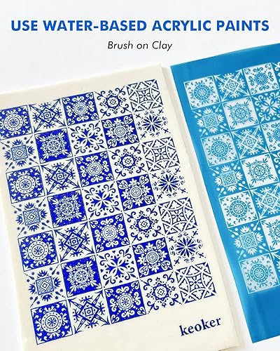 Miniatura 3 de KEOKER Pantalla de seda para azulejos para arcilla polimérica, 3 piezas de arcilla polimérica de pantalla de seda, plantillas de pantalla de seda