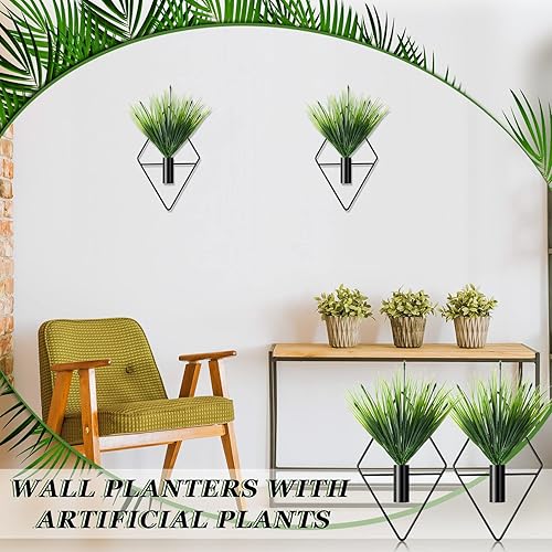 Miniatura 4 de 2 macetas colgantes para decoración de pared con plantas artificiales, jarrón colgante de metal para plantas de interior, arte de pared bohemio