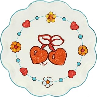 THUN ® - Piattino - Linea Folk - Porcellana - con Ciliegie - ø 20 cm