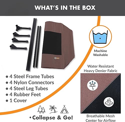 Miniatura 6 de K&H PET PRODUCTS Cuna de animal doméstico original Cama de perro elevada Chocolate malla negra Pequeño 17 x 22 x 7 pulgadas