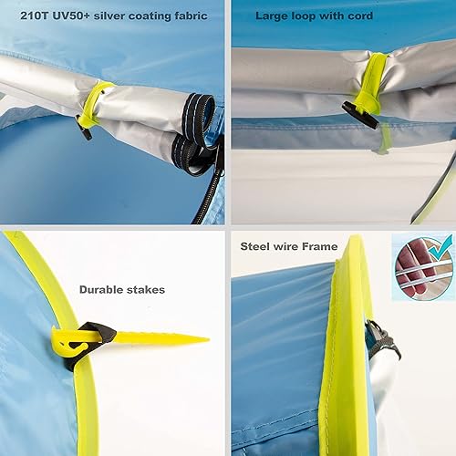 Miniatura 7 de Poray - Tienda de campaña portátil para playa para bebés con protección solar UPF 50+, mosquitera y sombrilla, tienda de campaña de viaje ideal