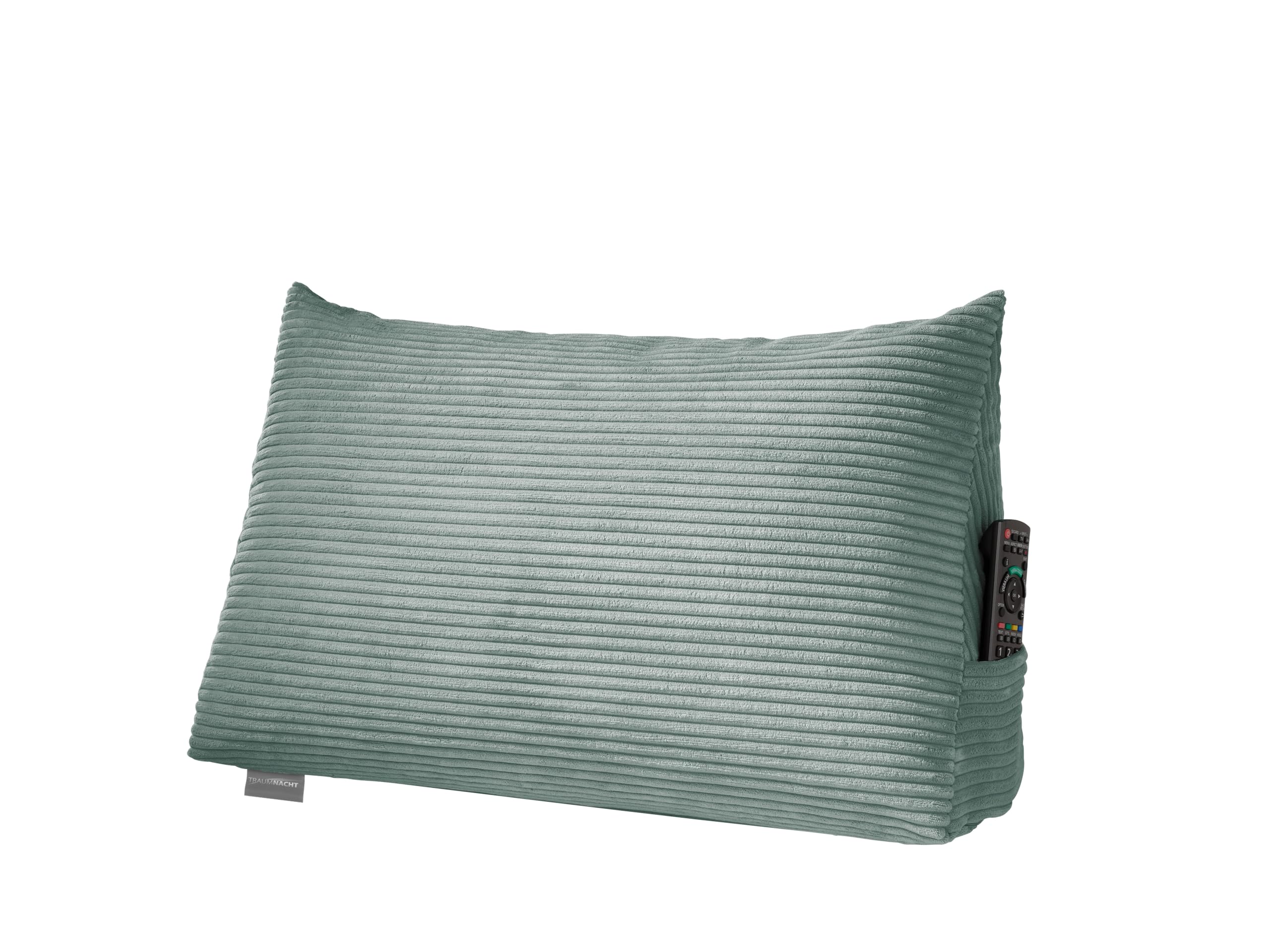 Traumnacht Cozy Cuscino schienale lettura, 70 x 40 cm, Turchese, Rivestimento in morbido cord sfoderabile, tasca laterale, Oeko-Tex, Qualità tedesca