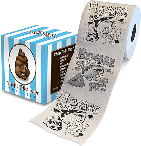 Printed TP Beware of Shark Poop - Papel higiénico impreso para broma, sorpresa, decoración de baño, regalo novedoso para hombres, mujeres, amigos, Printed TP Beware of Shark Poop - Papel higiénico impreso para broma, sorpresa, decoración de baño, regalo novedoso para hombres, mujeres, amigos,