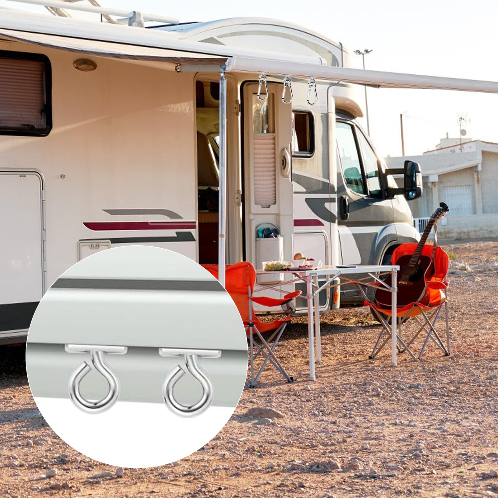 10 piezas Kederstopper 8-10mm Stopper für Kederschiene Accesories - Conjunto de topes de acero inoxidable con mosquitetas y ojos para Awkers von Wohnmobil, Caravan, Caravan, Campervan un Tent - 5