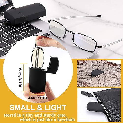 Miniatura 3 de Yiwaeye Gafas de lectura plegables con bloqueo de luz azul, almohadilla de nariz suave, bisagra de resorte, lectores delgados portátiles para