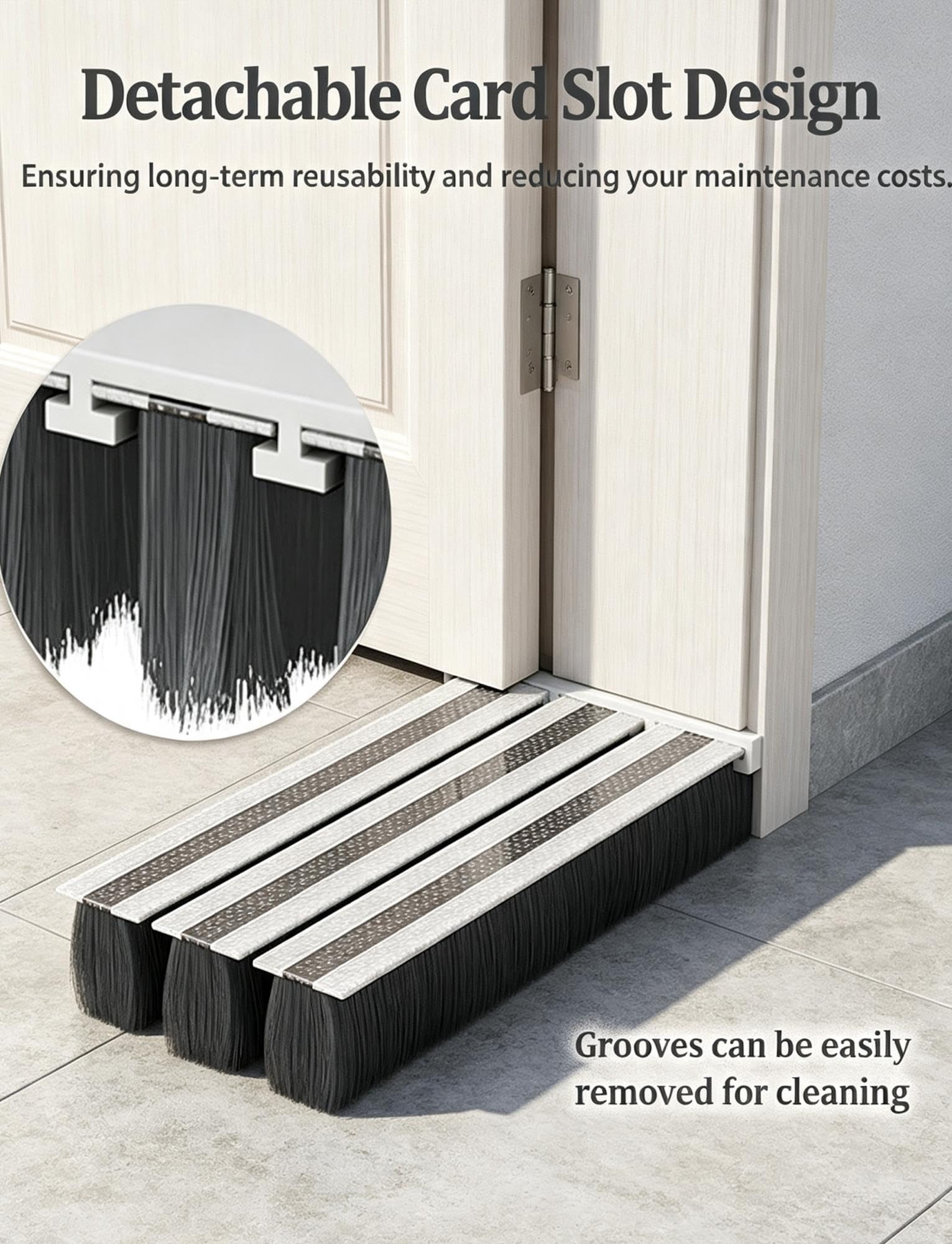 Burlete adhesivo for puerta, sello de cepillo 3 Piso