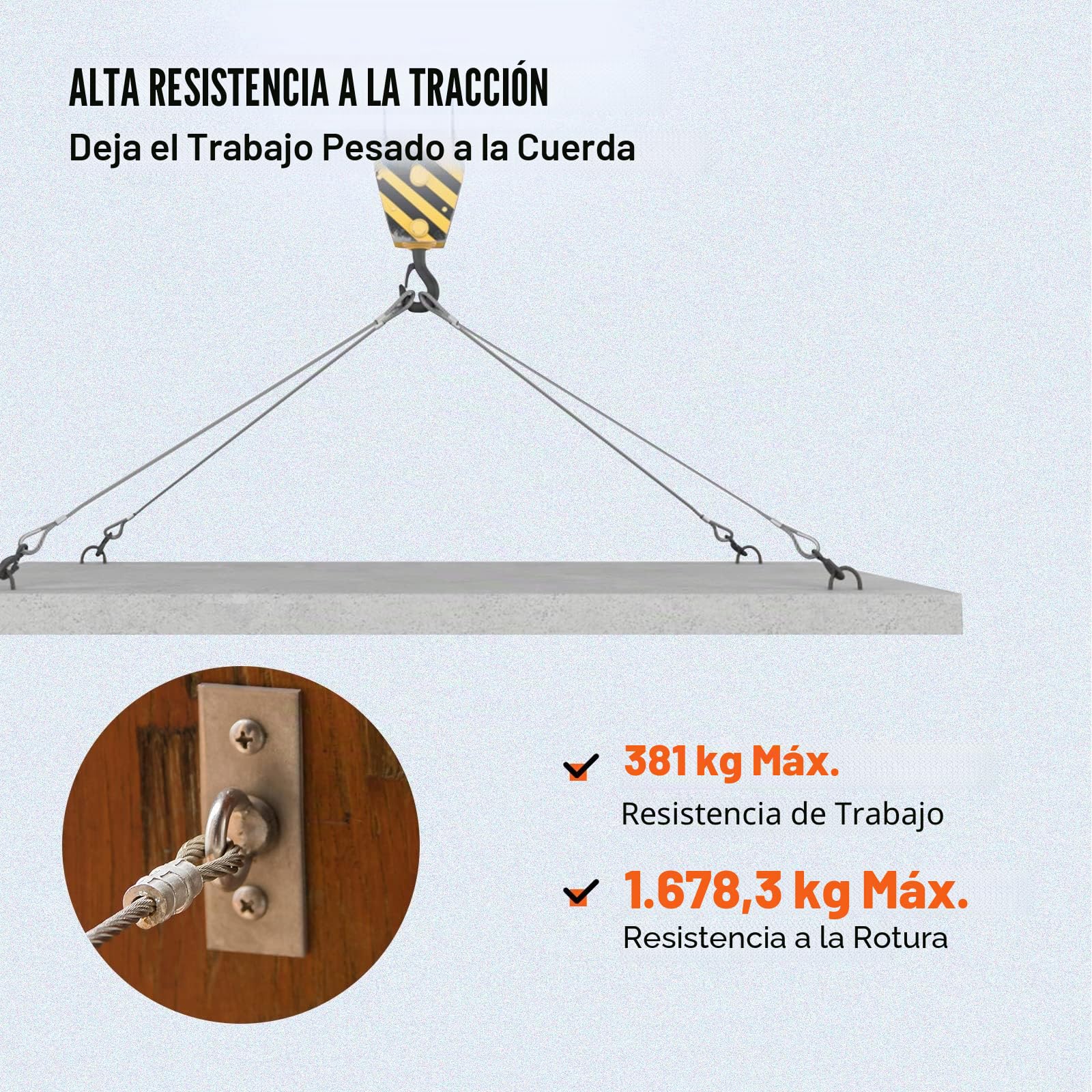 VEVOR Cable Inox 150 m Cable Metálico Acero Inoxidable 4,76 mm Carrete Alambre de Suspensión 7 x 19 hebras Resistencia a Ruptura 1678 kg para Rampas de Escalera Cuerda para Colgar Cadena Luminosa