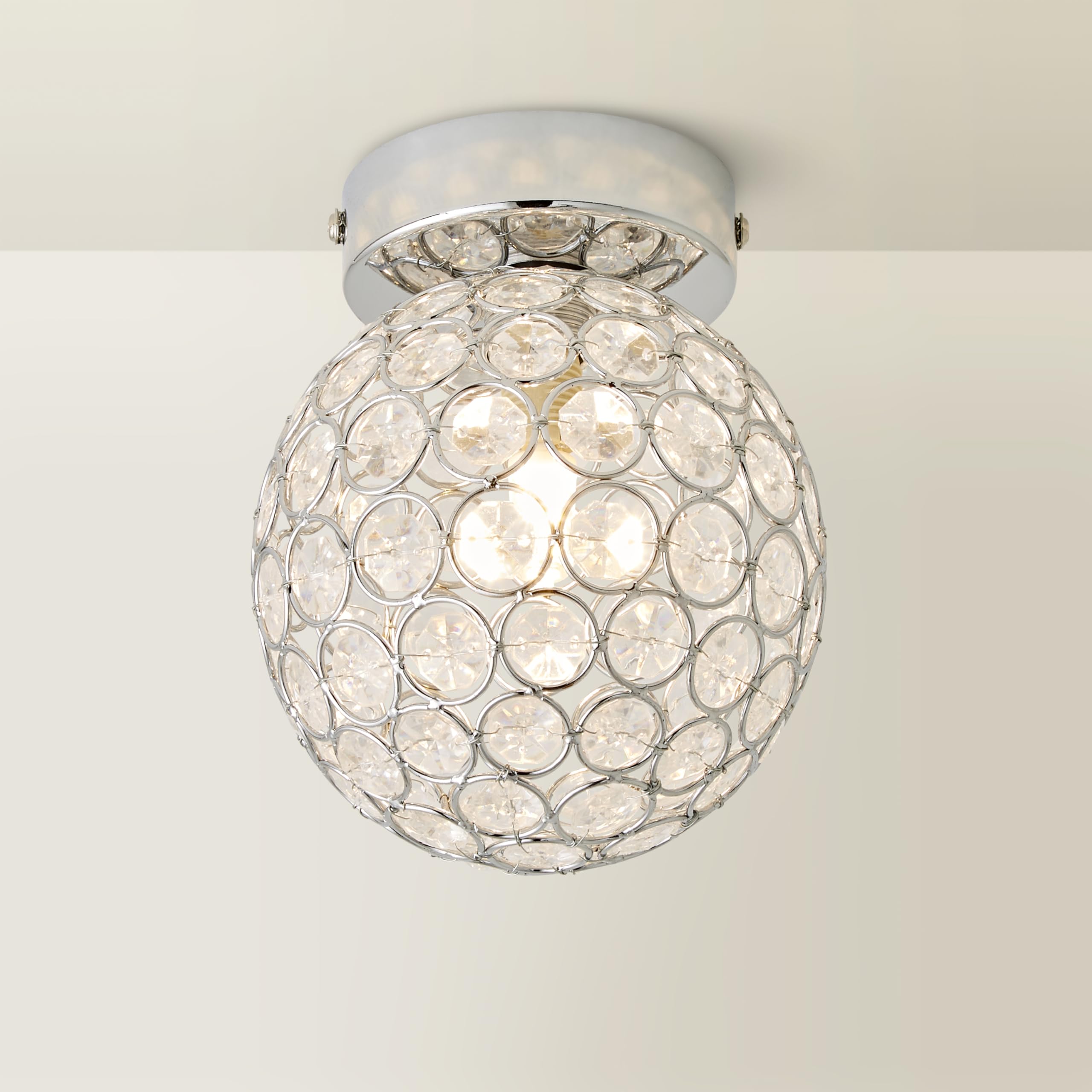 ValueLights | Silver Chrome Sphere Globe Design Acrylic Jewel Ceiling Light Fitting | Close-to-Ceiling Lights, Home Décor & Improvement Essential | Mains Wired