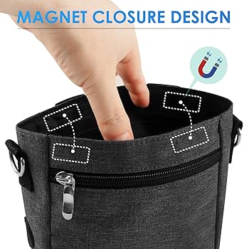 Dog Walking Bag - New Larger Training Treat Pouch With Poo Bag Dispenser - Strong Magnetic Closure, Adjustable Reflective Belt Or Shoulder Strap - The