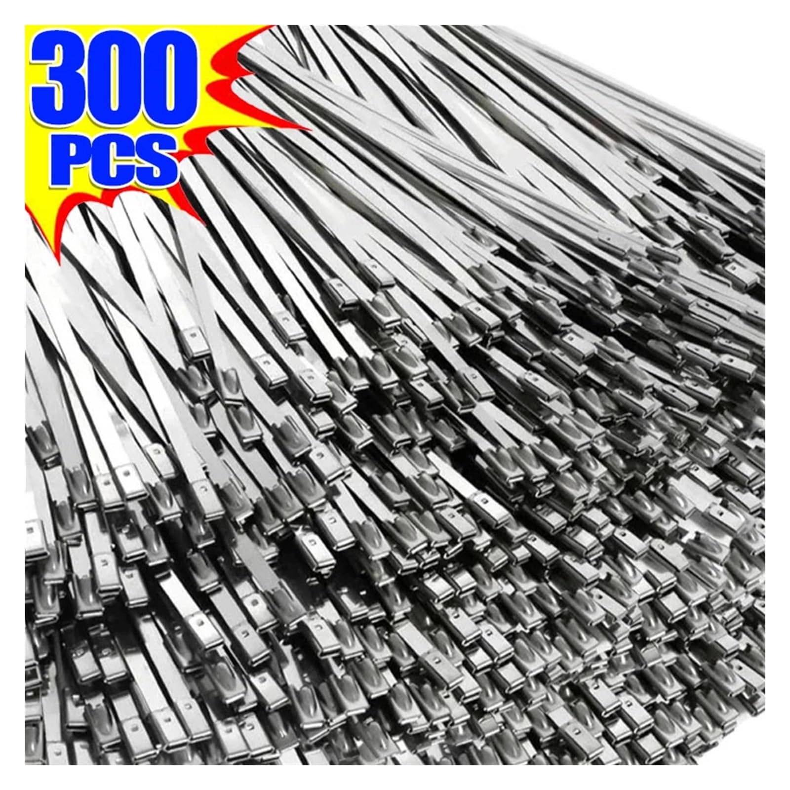 LYVQZPWLRcâble en acier inoxydable, Lot de 20/300 serre-câbles en acier inoxydable, anneaux de fixation auto-obturants réutilisables, fermetures éclair métalliques, organisateur multi-usages for la ma