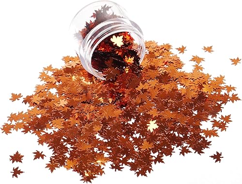 Miniatura 2 de Laza Hojas de otoño con purpurina gruesa, arte de uñas, escamas metálicas, en forma de hoja, color dorado, diseño de bricolaje, confeti, resistente