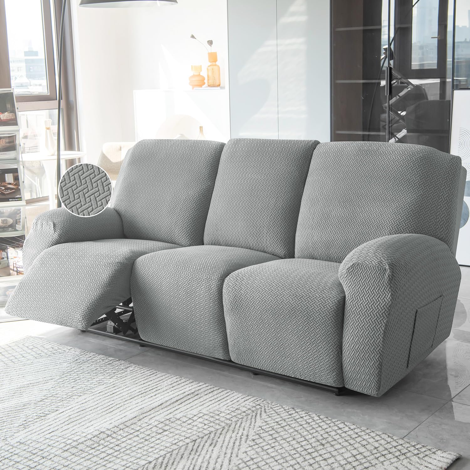 HOKIPO Recliner Cover - 3 Seater Grey -1