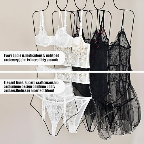 Miniatura 10 de Paquete de 10 clips para colgar ropa con forma de cuerpo, perchas de alambre de metal negro de lujo para traje de baño, bikini, lencería, camiseta
