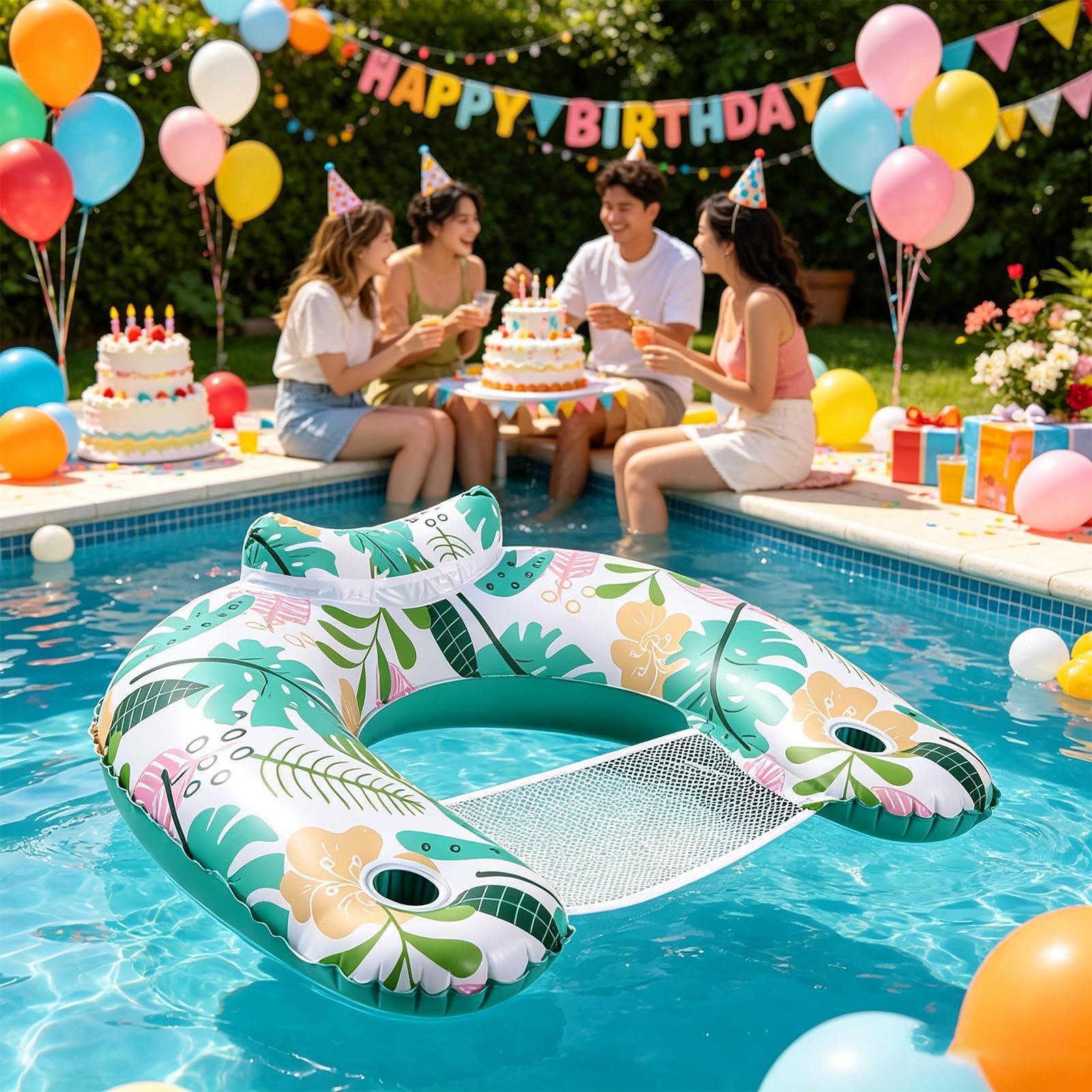 Galleggiante gonfiabile per piscina, in PVC, 90 x 75 cm