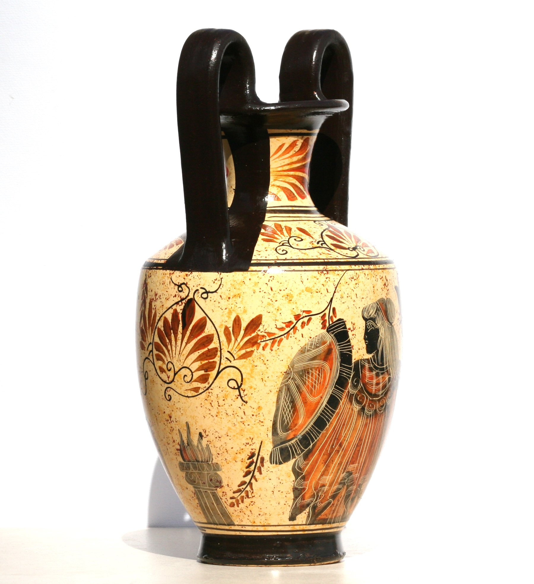 Griechische Keramik-Amphoren-Vase, Topf, Gemälde, Göttin Athene, Gott Zeus
