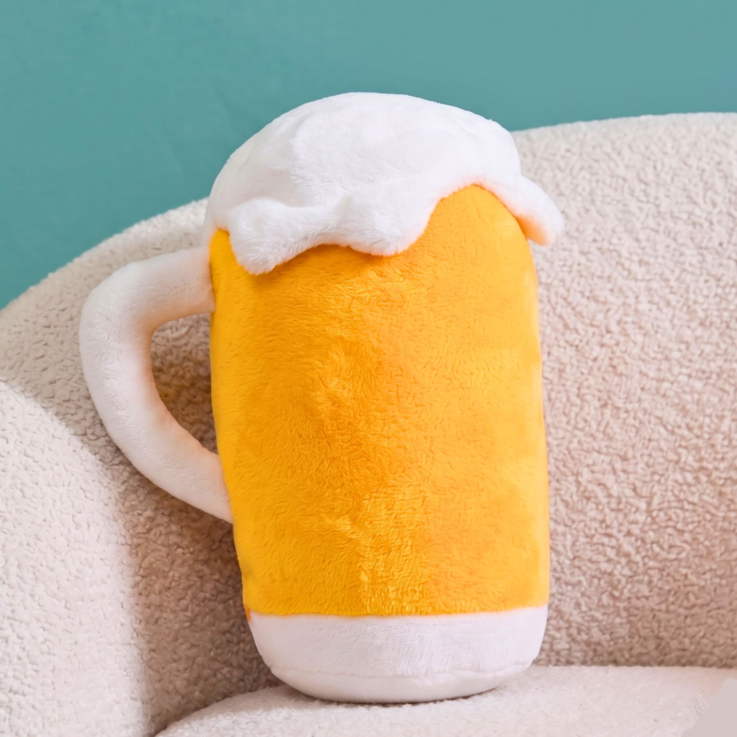 Tickles Beer Mug Soft Stuffed Plush Cushion Pillow for Boys & Girls Adults Birthday Gift Home Decor (Color: Yellow & White Size: 30 cm)-image-8