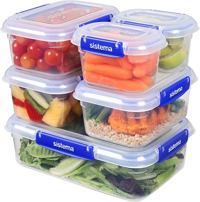 Sistema KLIP IT PLUS Leakproof Food Storage Containers, Airtight, 6 Pack