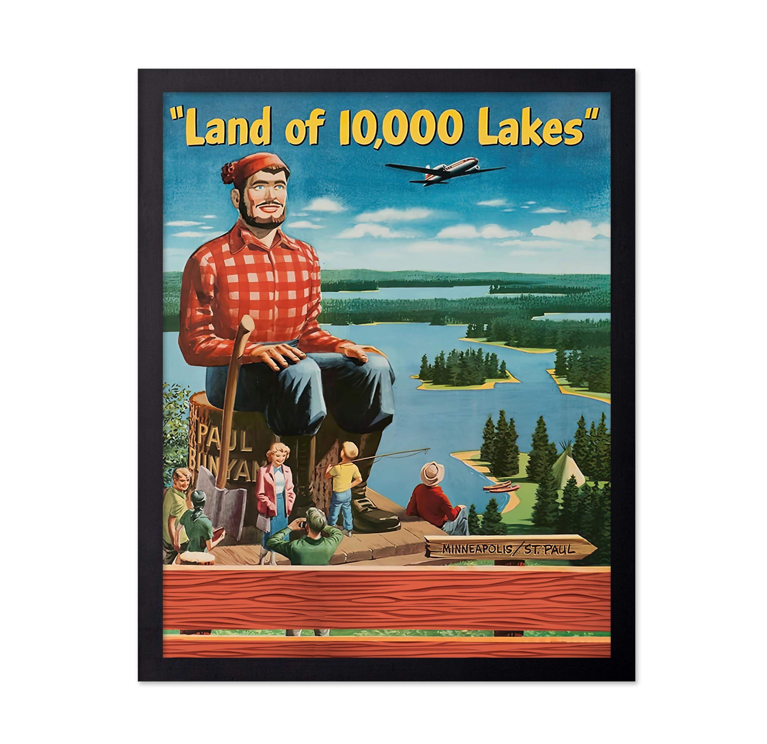Poster Master Vintage Travel Poster - Retro Tourism Print - Minneapolis St. Paul Minnesota, Land Of 10,000 Lakes - 8x10 UNFRAMED Wall Art - Gift for