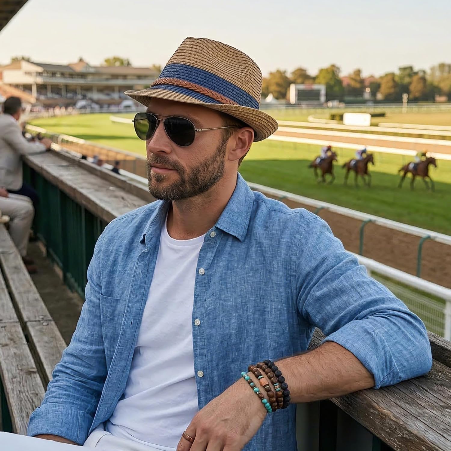 Evankin Derby Hat for Men, Packable Straw Trilby Fedoras, Short Brim Sun Hat for Summer Beach Travel
