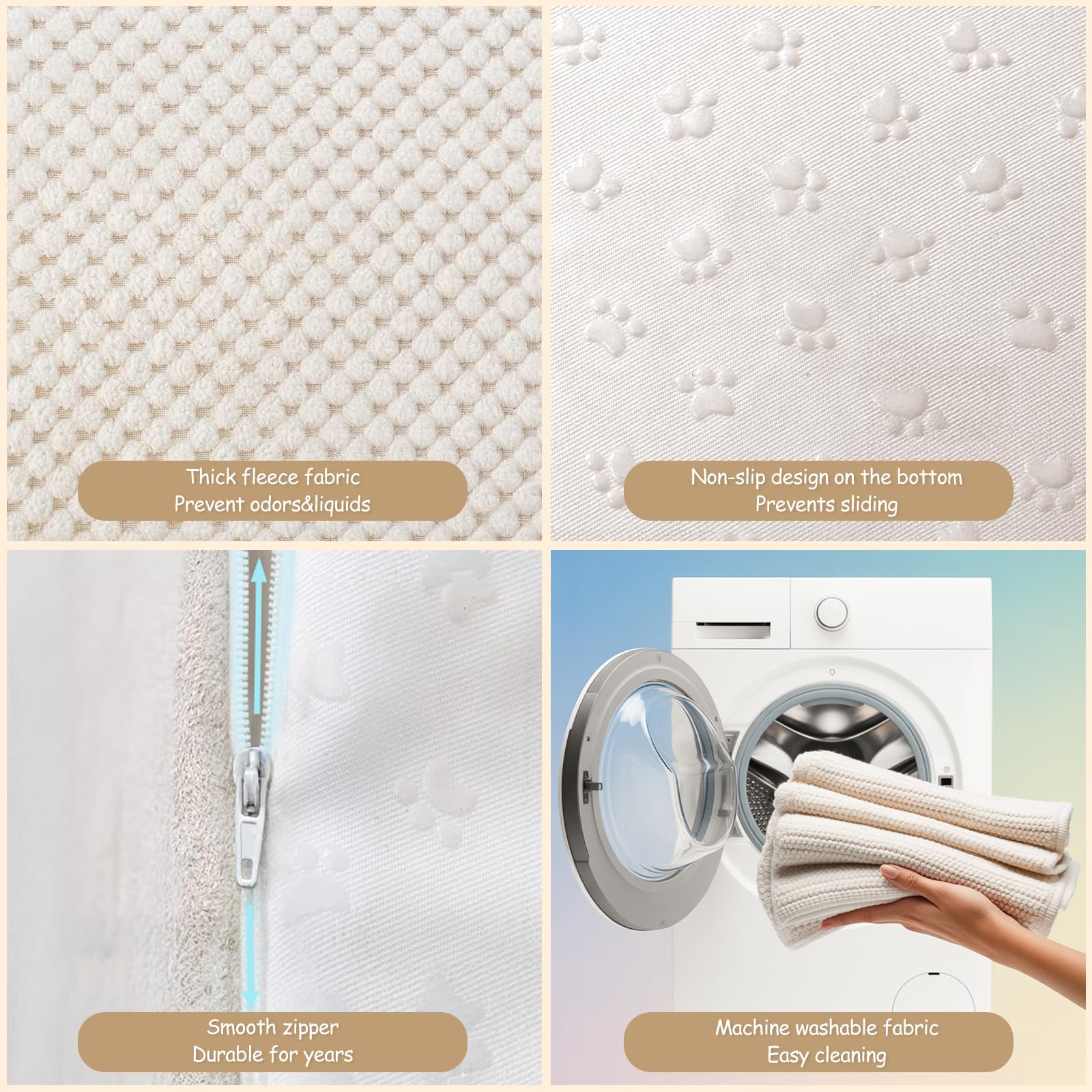 Niubya Escalera para Perros Medianos y Grandes de 5 Escalones, 86x42x57 cm, Espuma 30D, Funda Lavable y Antideslizante, para Cama y Sofá (Beige)