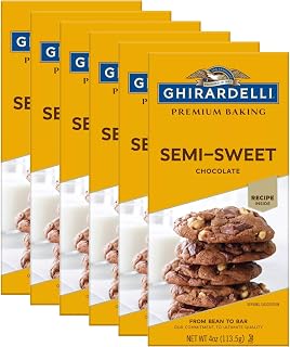 Ghirardelli Semi-Sweet Chocolate Baking Bars, 4oz Premium Quality Pack of 6 - Deep Flavor for Perfect Desserts