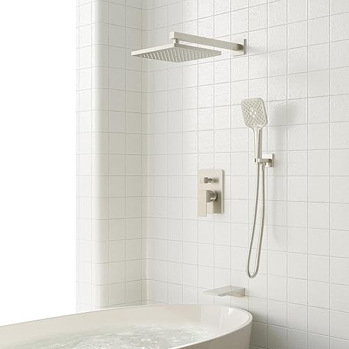 Miniatura 47 de Gabrylly Sistema de ducha dorado, juego de grifo de ducha montado en la pared para baño con cabezal de ducha de lluvia de alta presión de 10 Oro