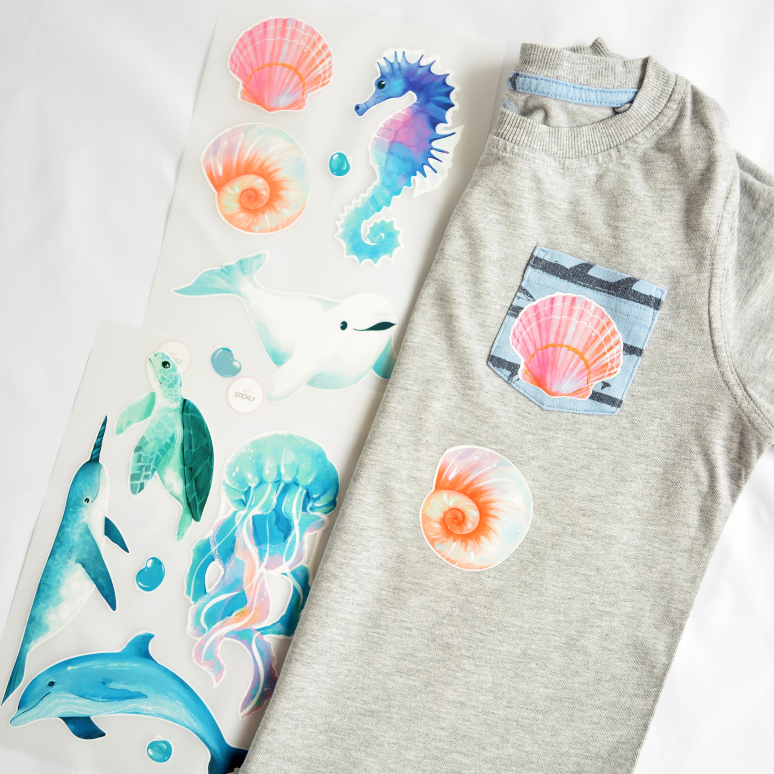 22 Stück Meerestier Aufbügelpatches - Muscheln & Seestern Applikationen