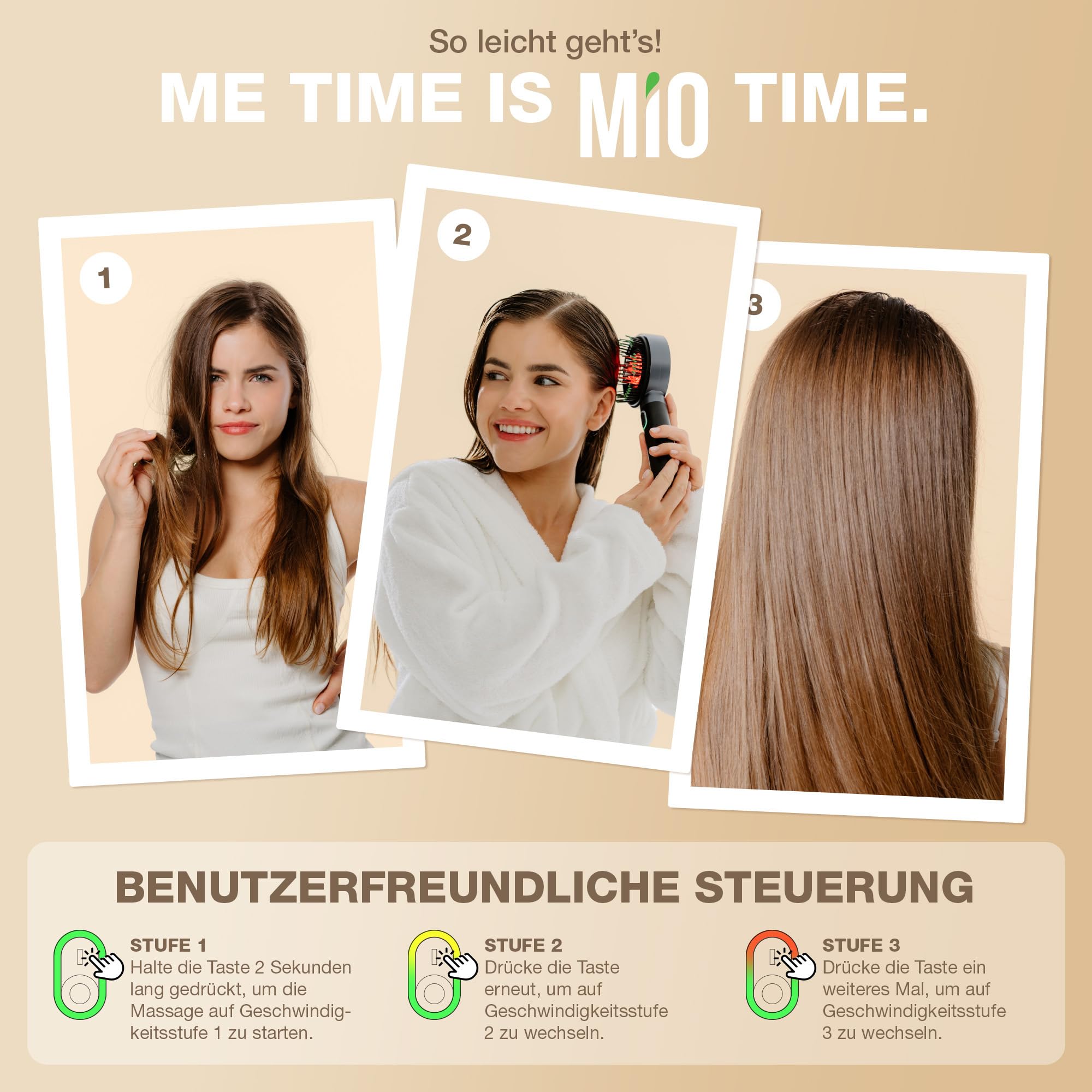 DONNERBERG® MIO Haar- & Kopfhautpflege Elektrischer Haaröl Applikator mit 7 Jahren Kraftmotor Garantie: Die Kopfmassagebürste für entspannende Kopfhautmassage und effektive Haarpflege