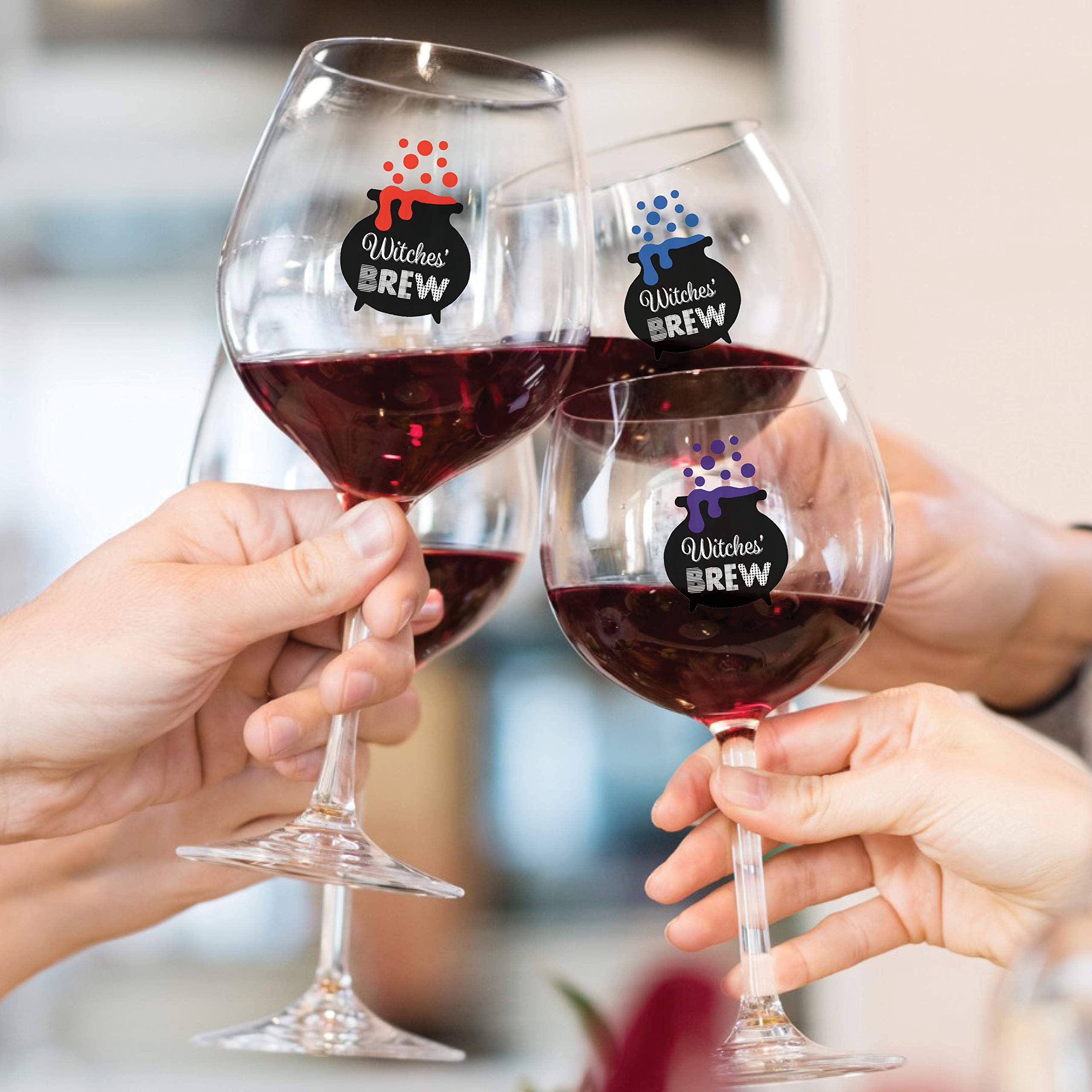 Drink Markers 12pc - Halloween Reusable Static Cling Sticker Decals (Witches Brew)