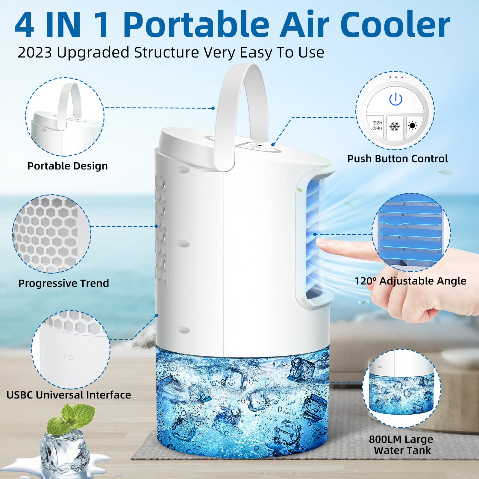 Upgraded Mini Air Conditioner,Portable Small air conditioner Personal Air Cooler Mini Evaporative Cooler for Room Home Bedroom