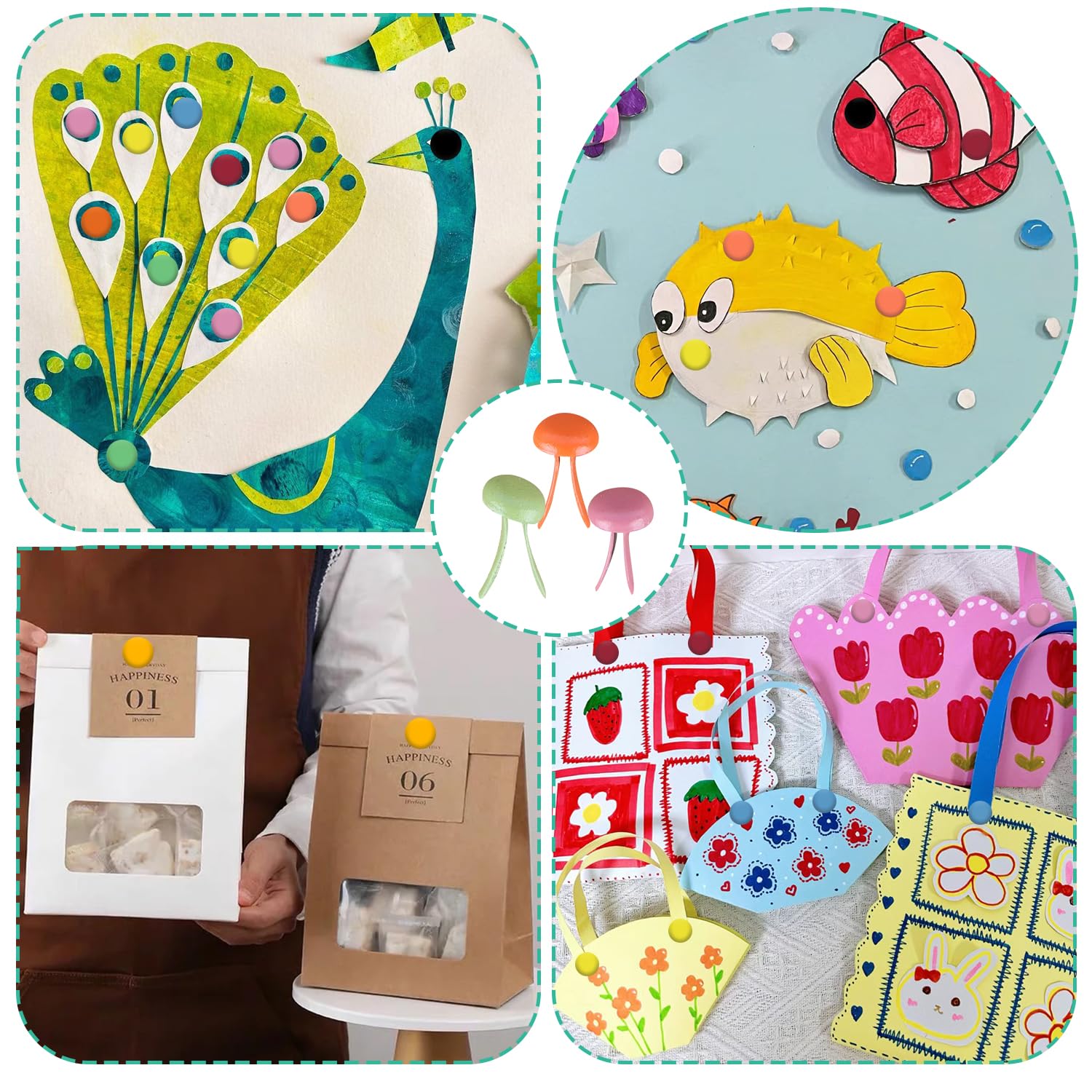 Fermacampioni Metallici Per Scrapbooking - 1000 Pezzi, 4.5x8 Mm, 10 Coloris - Foto 7