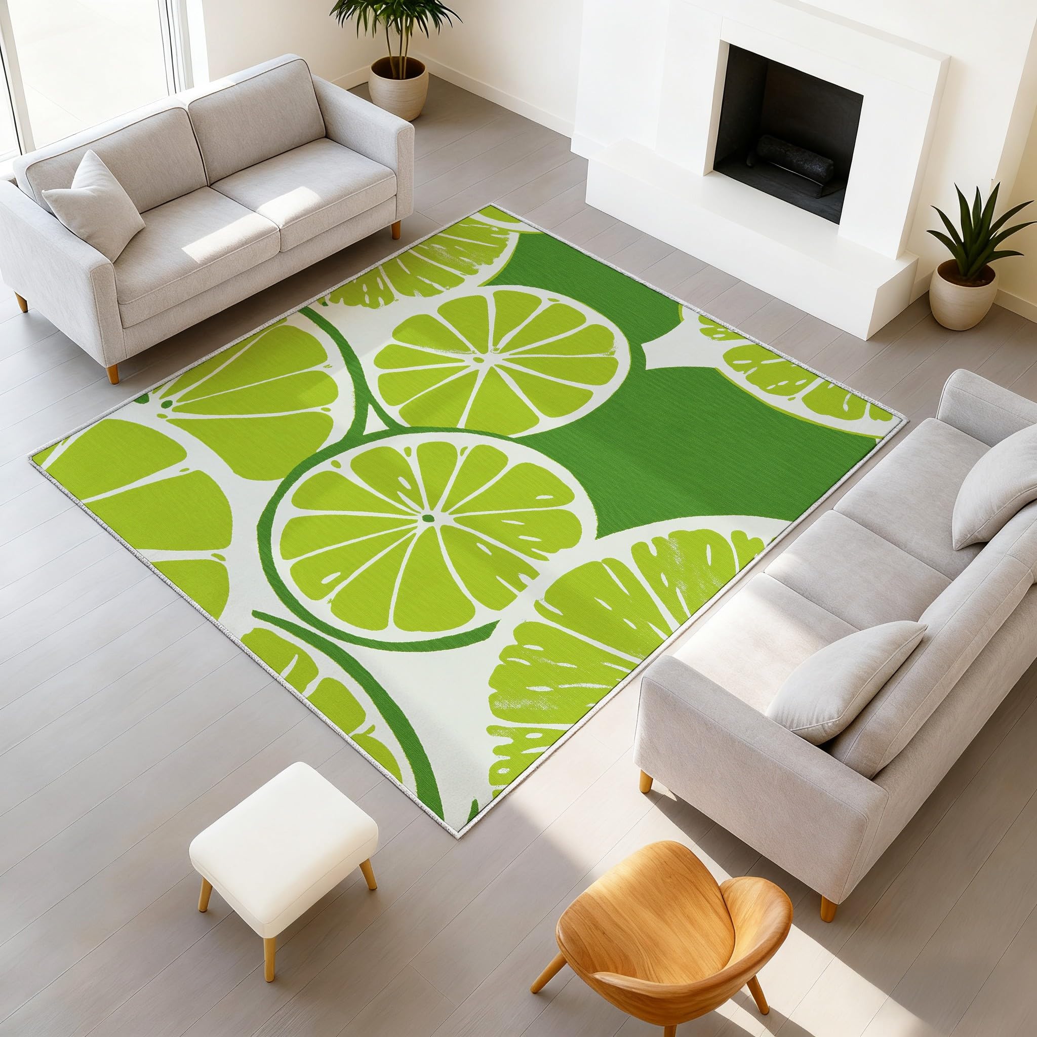 Letnie dywaniki do wnętrz, 120 x 180 cm, do kuchni, świeżego dywanu, plasterki limonki, przytulne dywany z niskim runem, odporne na szopy, łatwe czyszczenie, na sofę, do salonu, drzwi