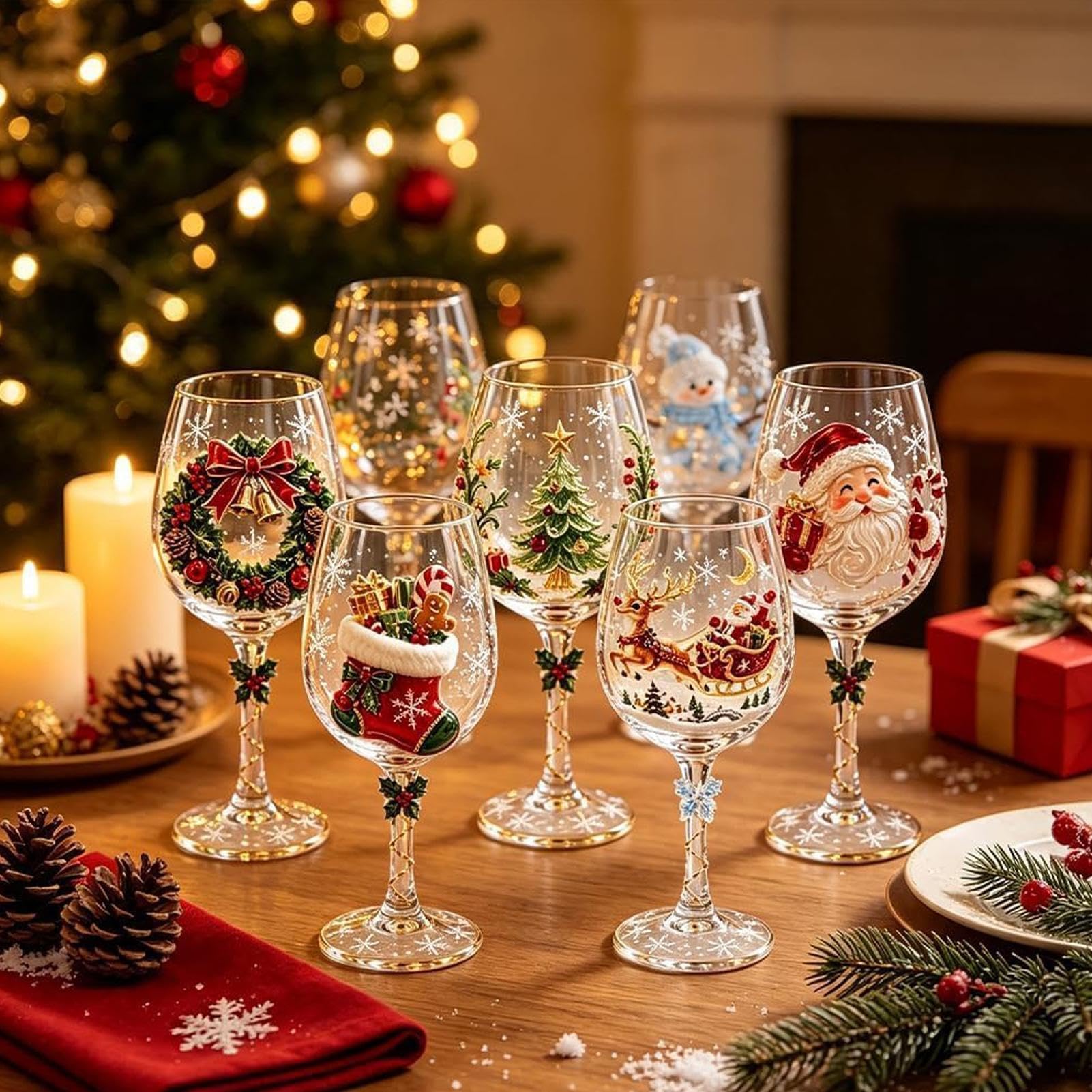 Bicchieri vino Natale,confezioni regalo collezione bicchieri vino Natale 3D