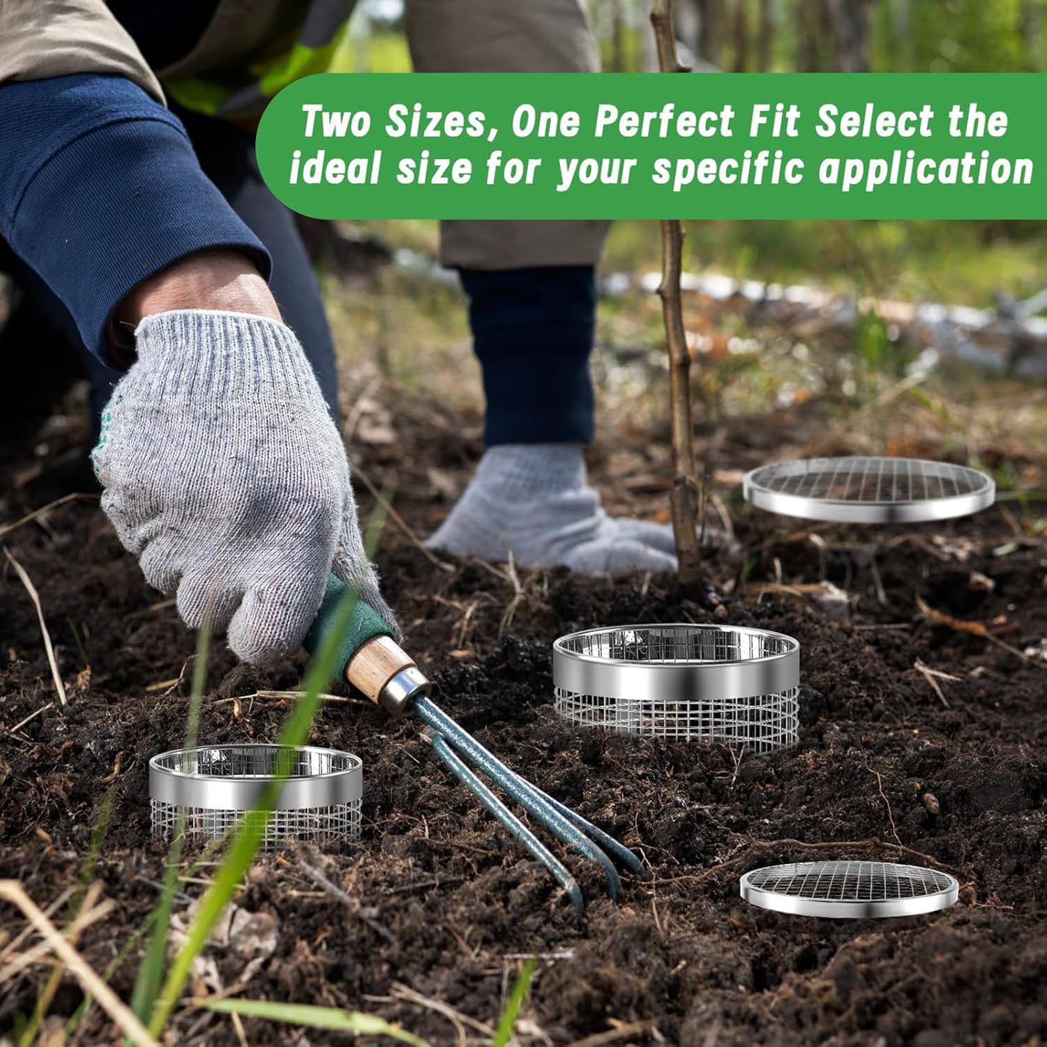 4 Stück Edelstahl Wurmkomposter Set, 2 Größen (Ø10/9cm) Inground Komposter für Garten, Hochbeet, Gemüsebeet, Kompostbehälter für Biomüll, Natürlicher Dünger für Pflanzen