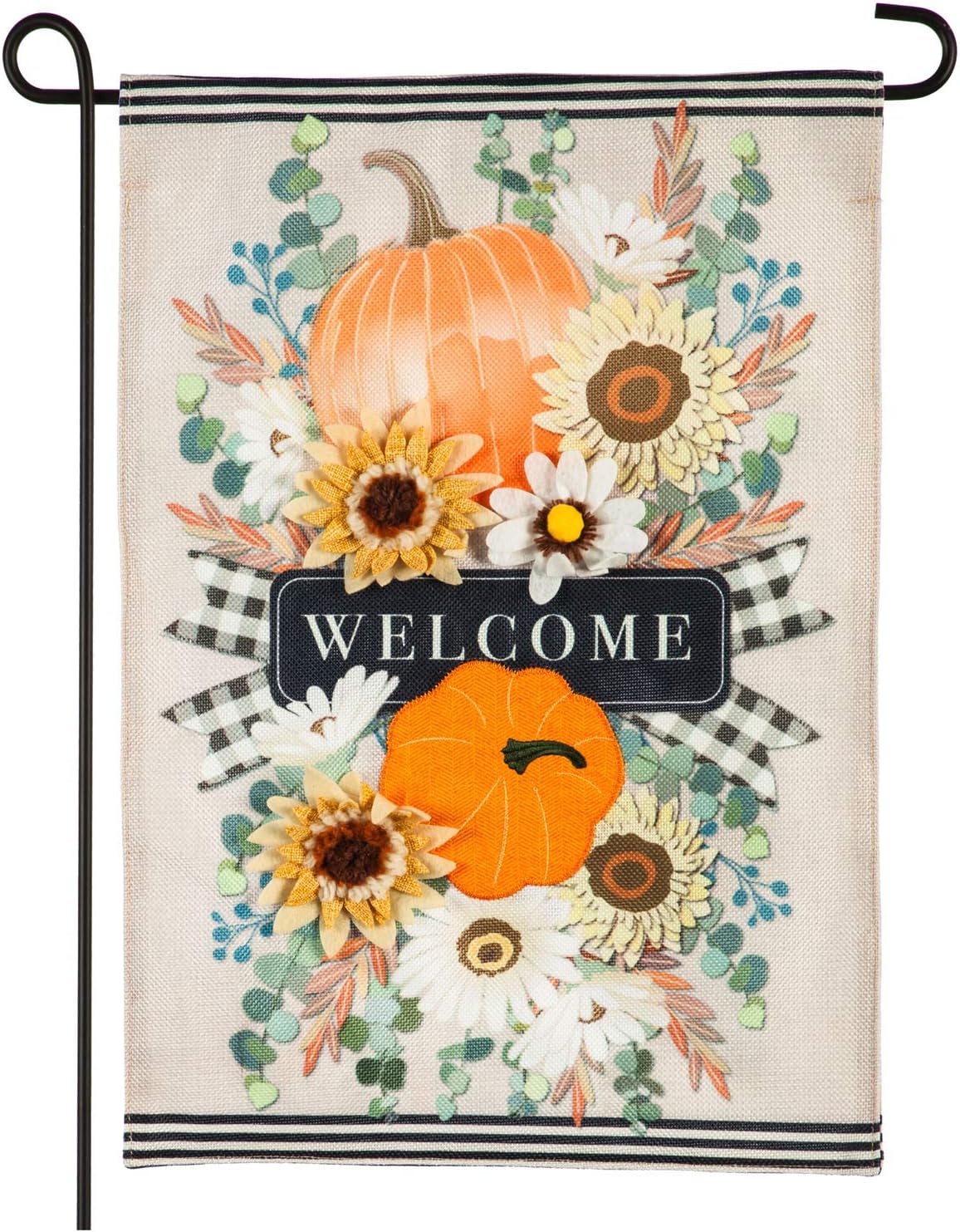 Evergreen Flag Beautiful Autumn Floral Swag Burlap Garden Flag - 13 x 18 Inches Fade and Weather Resistant Outdoor Decoration For Homes, Yards and Gardens