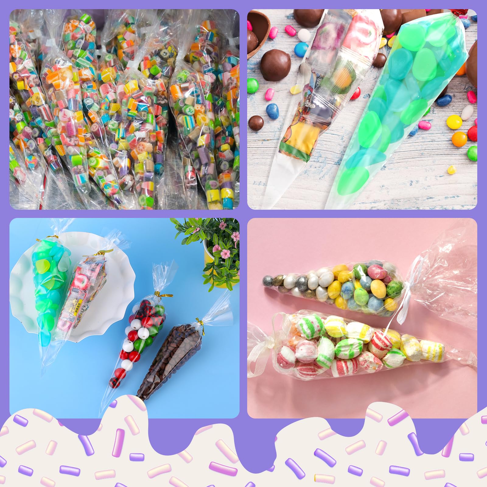 50 Stück Transparente Geschenktüten 12x16 Cm – Selbstklebend, Flacher Boden – Für Kekse, Süßigkeiten & Mehr