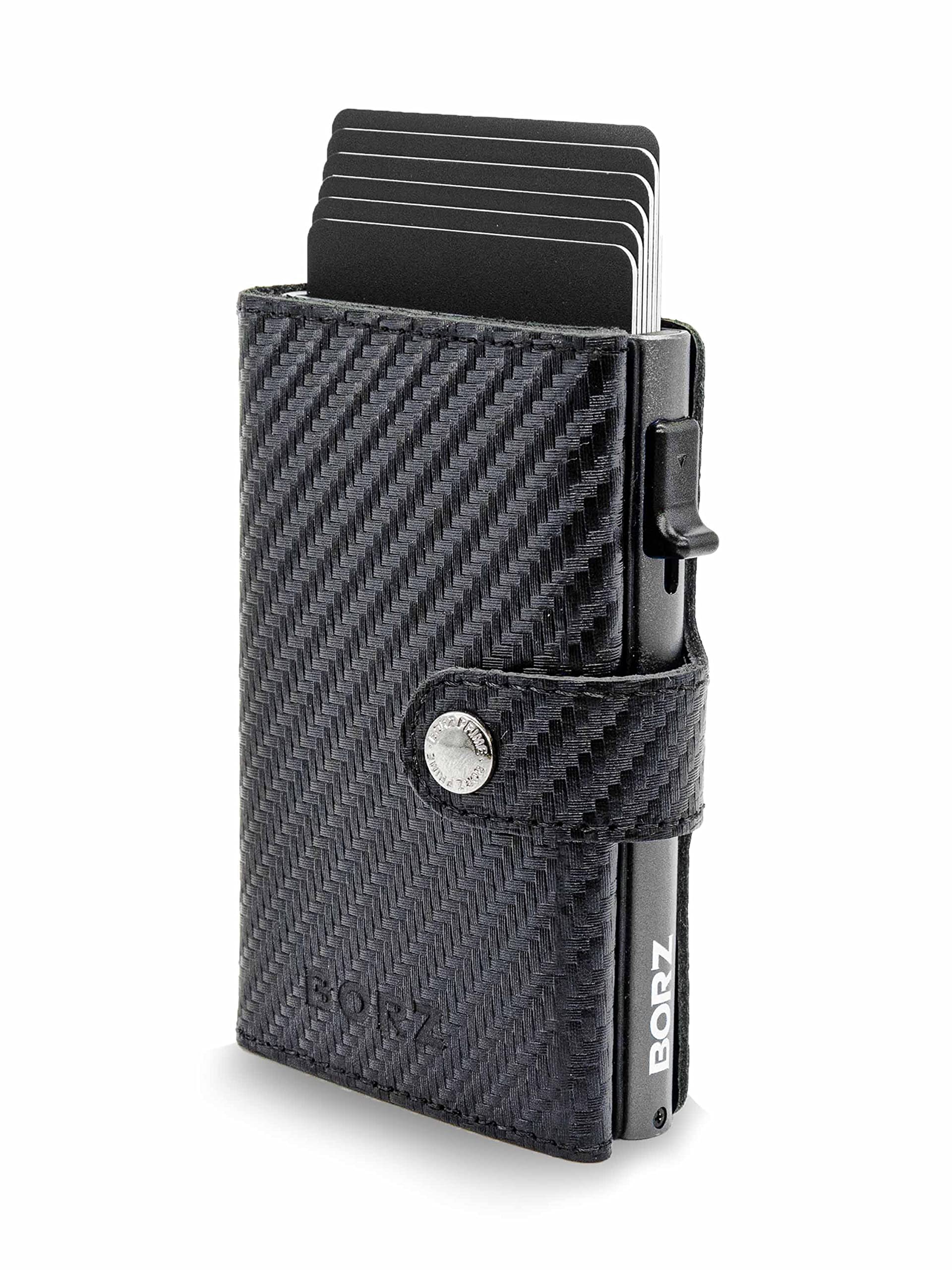 Slim Wallet mit Münzfach AirTag kompatibel I Kartenetui mit RFID Schutz I Mini Geldbörse Cardholder I Geldbeutel für Karten & Scheine aus echtem Leder für Herren & Damen