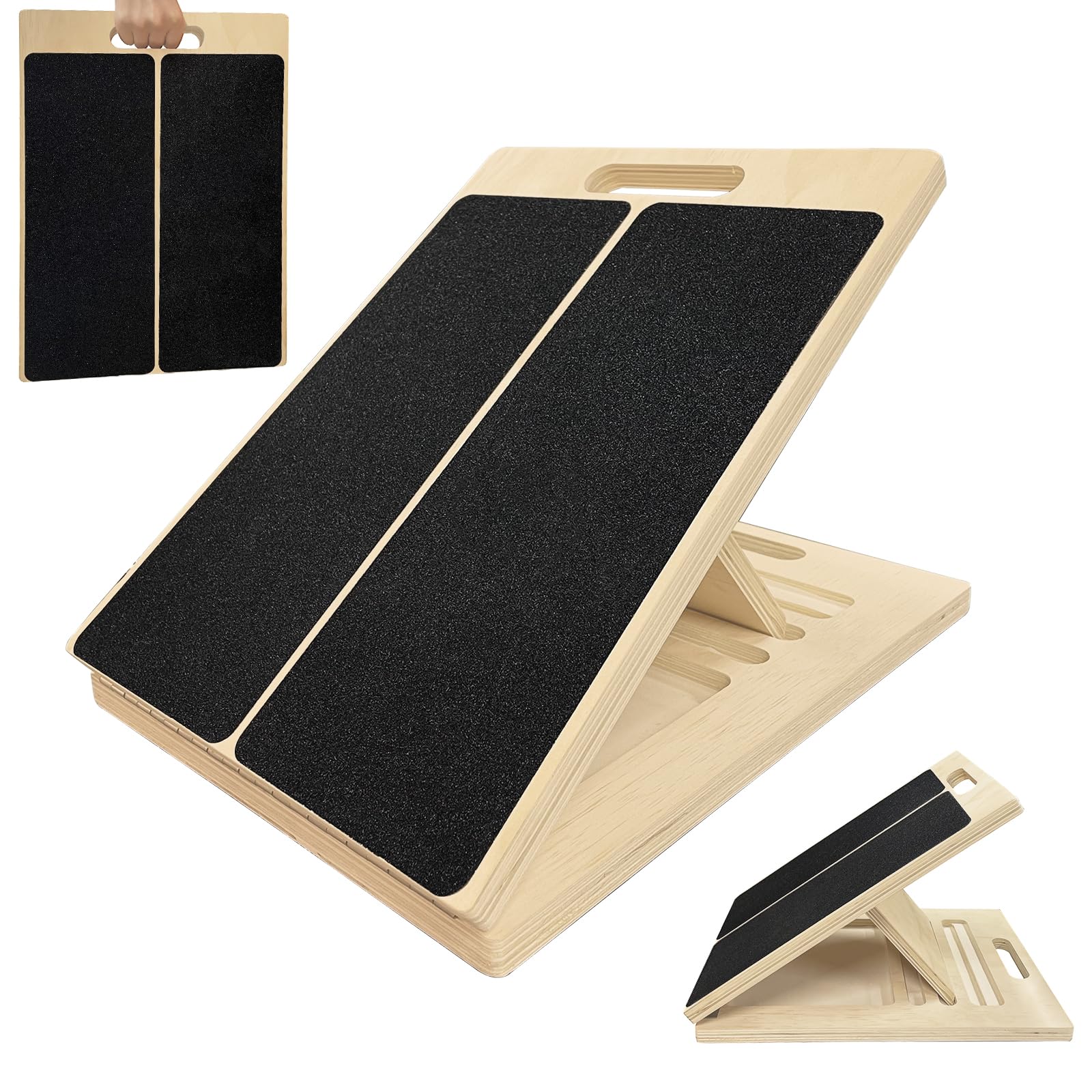 Laaorr Slant Board, Adjustable Wooden Calf Stretcher Heavy Duty Incline Stretch Board for Stretching and Squatting Professional Calf Stretch Board for Home, Gym, Outdoor Exercise Balance Board