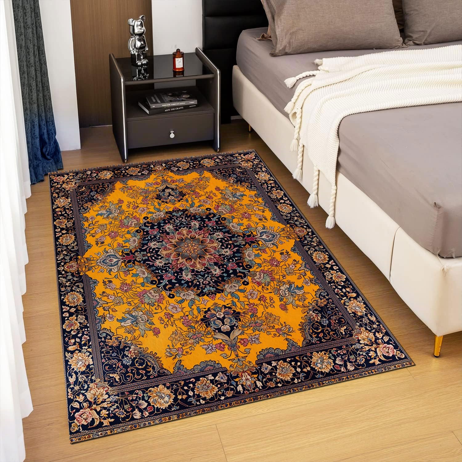 Symetryczna kwiecista rama dywan design z krótkim włosiem antypoślizgowy lekki wytrzymały duży miękki dywan do salonu sypialnia jadalnia biuro kolor 180x240 cm
