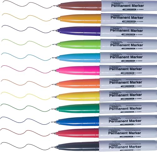 Apostrophe Games Marcadores permanentes de punta ultrafina, paquete surtido de bolígrafos multicolores, 12 colores, oficina, suministros escolares