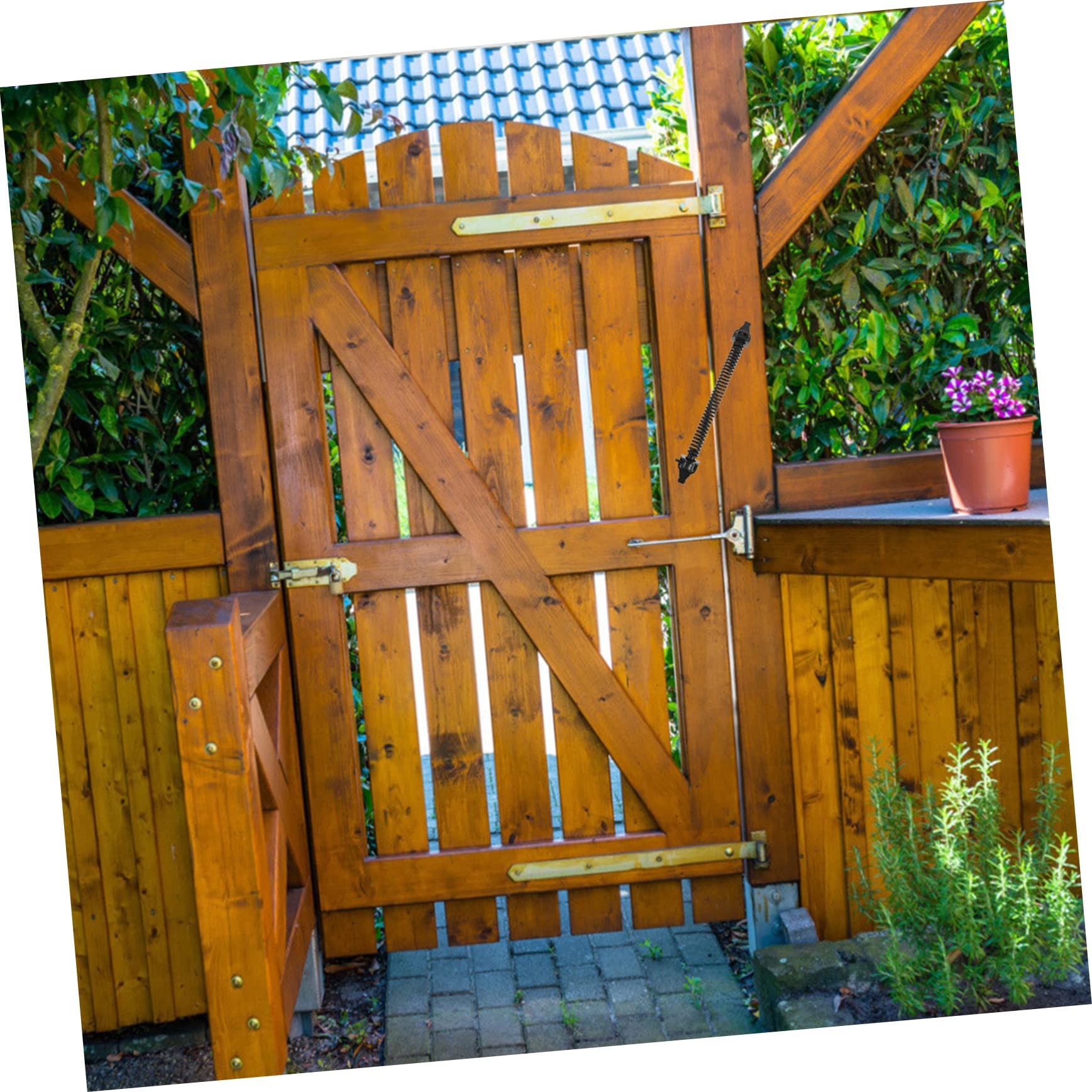 Wytrzymałe zawiasy do ogrodzeń zewnętrznych - zawiasy sprężynowe do drewnianych skrzynek i drzwi dziedzińca - gładka polerowana powierzchnia - osprzęt do bram ogrodowych