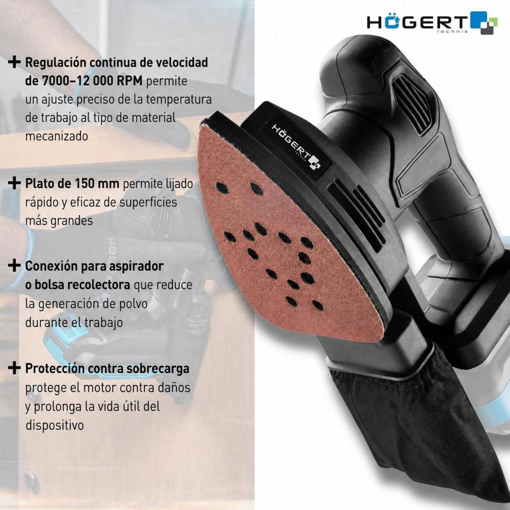 HÖGERT TECHNIK - 18 V, kompaktowa maska do czyszczenia drewna do metalu z tworzywa sztucznego, wielofunkcyjnych otworów do czyszczenia śrub ze stali nierdzewnej, do czyszczenia śrub z systemem