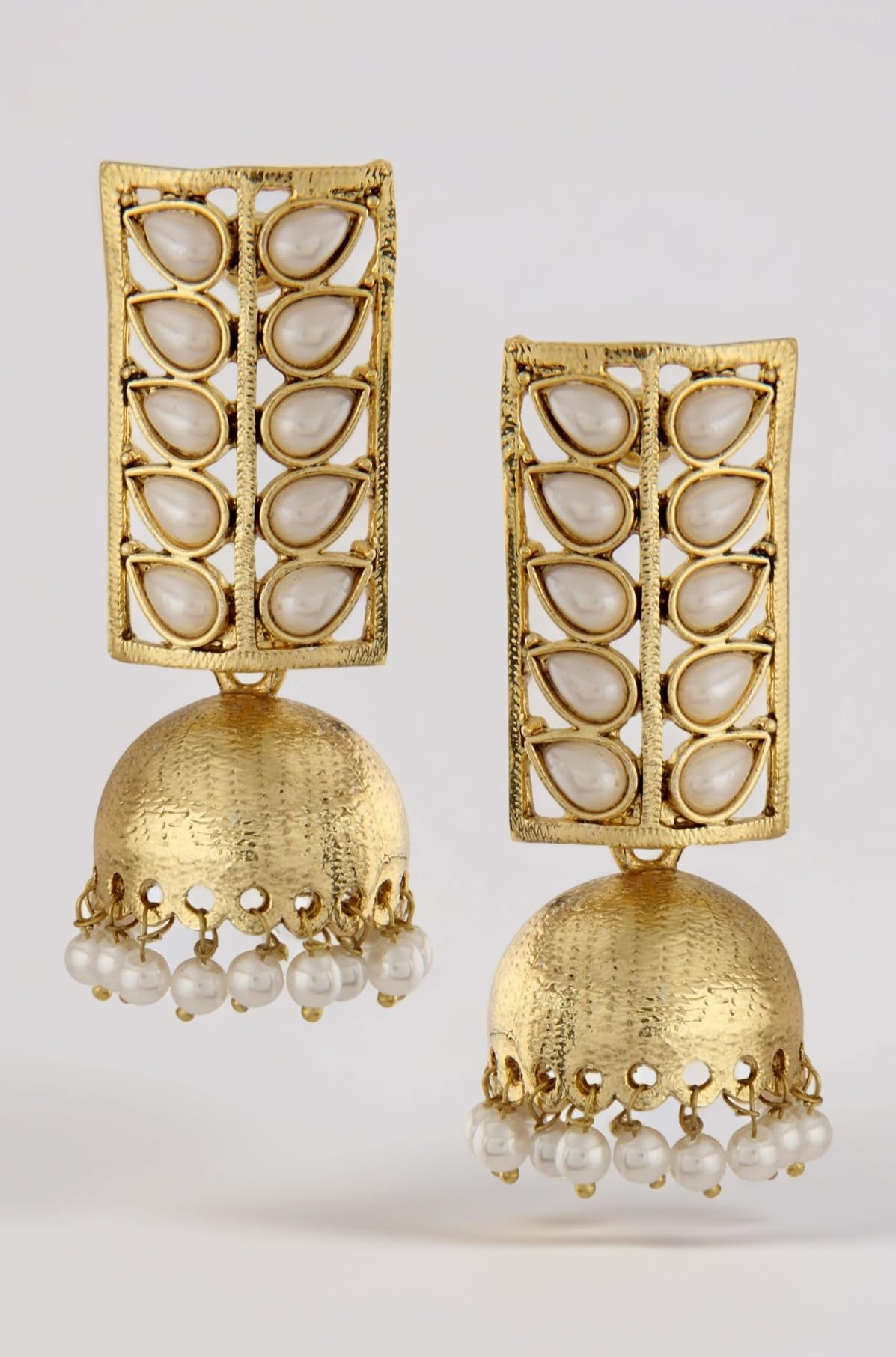 Women & Girl Traditional Pearl Jewellery Stylish Fancy Jhumki/Jhumka Earrings (Golden) (8421er)