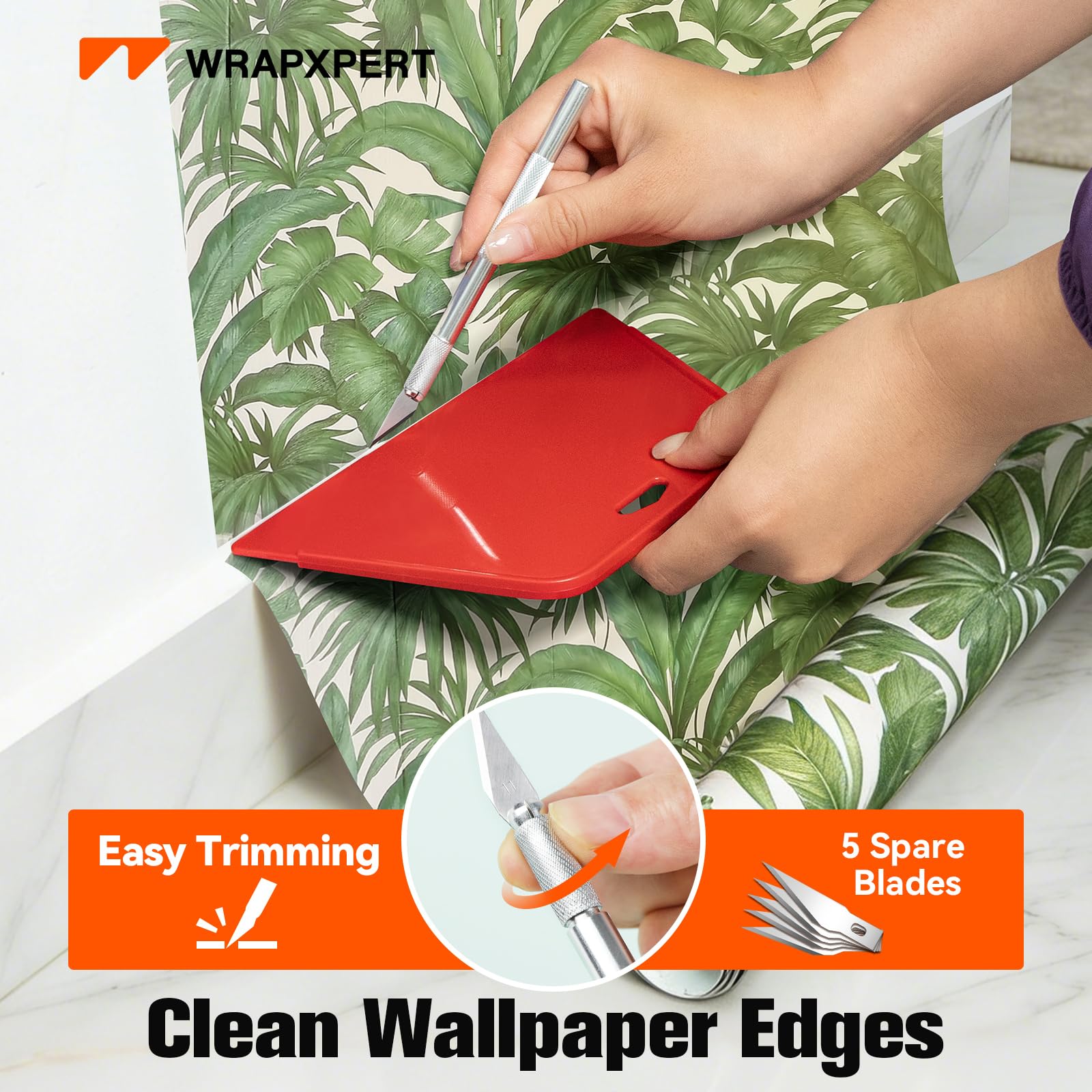 WRAPXPERT Herramientas de papel pintado, kits de herramientas de alisado de papel pintado, kit de instalación de papel tapiz de despegar y pegar para aplicación suave de papel de contacto, azulejos de