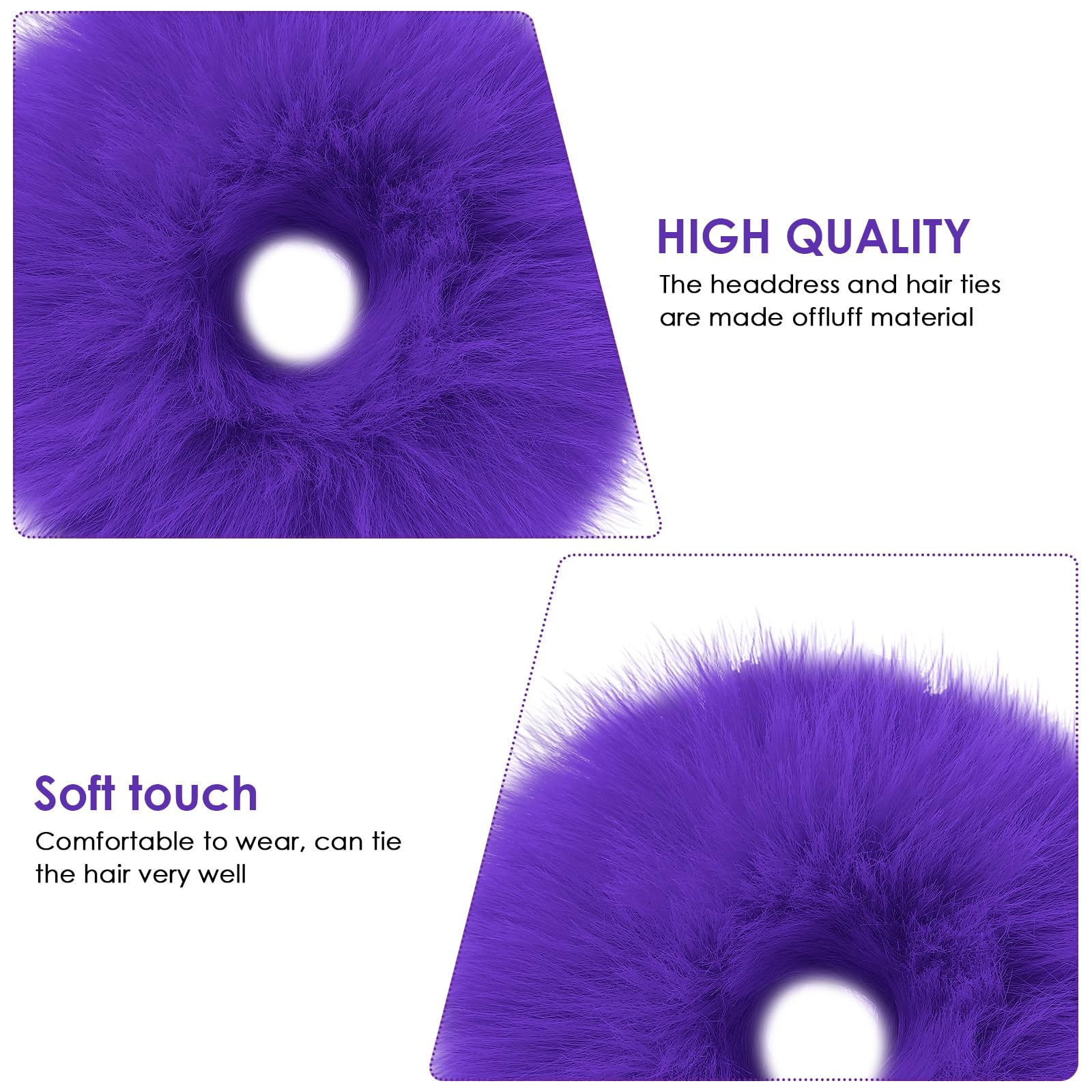 2 Pièces Chouchou Violet Foncé Bandeau Pompon Peluche Boudin Cheveux Bulle Elastique Bébé Bandeau Queue de Cheval Buns Chignon Accessoires Coiffure Cheveux Femme