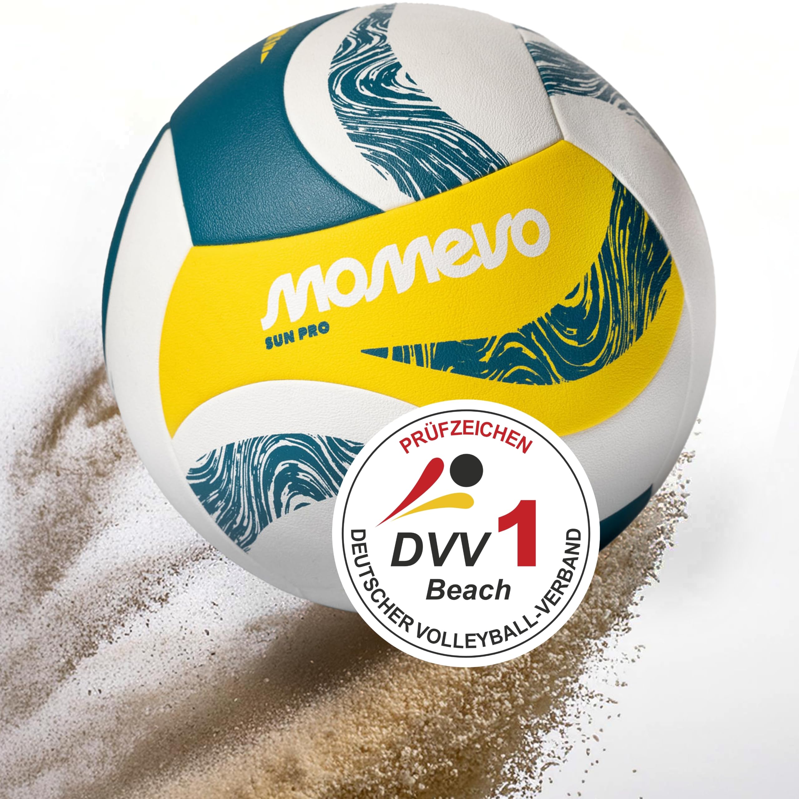 SunPro Offizieller Beachvolleyball, DVV Zertifiziert, offizielle Größe 5, weiche Mikrofaser PU Oberfläche - für Outdoor Sandsport Strandsport Geschenk